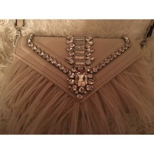 Aldo Ostrich Feather & Rhinestone Purse